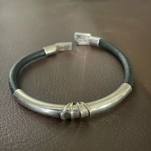 Silver and Leather Bracelet